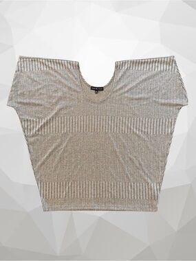 Kim & Cami Metallic Silver and Gold Dolman Sleeve Batwing Knit Top ~ Women’s L